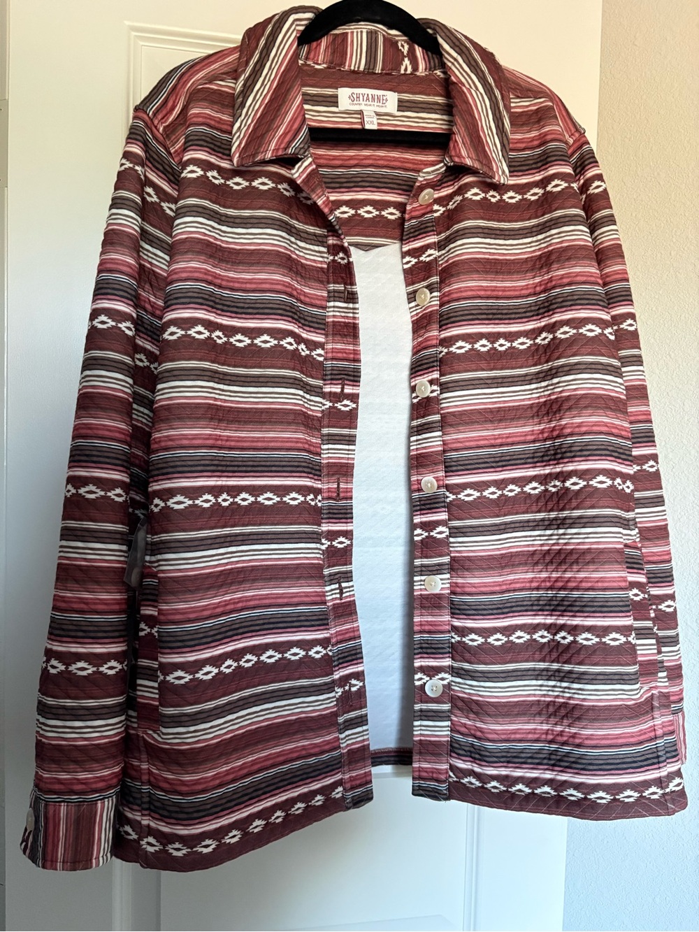 Shyanne Striped Maroon Button Front Jacket